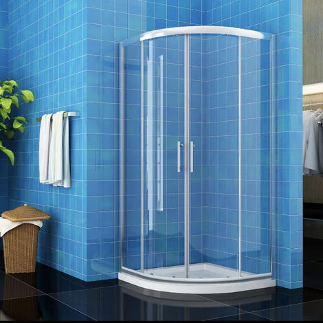 ELEGANT Aluminium Framed Sliding Shower Cubicle 6mm Easy Clean Quadrant Shower Door 900x900mm With Tray And Waste Trap - Image 2