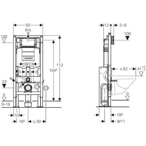 Geberit Duofix Element For Wall-hung WC, 112 Cm, With Sigma Concealed Cistern 12 Cm, Freestanding, Reinforced (111.380.00.5) - Image 2
