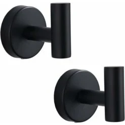 Bathroom Towel Hooks,Wall Mounted Coat Hooks,Matte Black Heavy Duty Robe Hook For Door Cabinet Closet Towel Hook Holder For Bathroom Kitchen Home Garage Hotel Office Bedroom (2pcs Matte Black)
