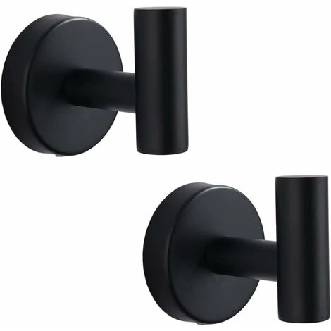 Bathroom Towel Hooks,Wall Mounted Coat Hooks,Matte Black Heavy Duty Robe Hook For Door Cabinet Closet Towel Hook Holder For Bathroom Kitchen Home Garage Hotel Office Bedroom (2pcs Matte Black)