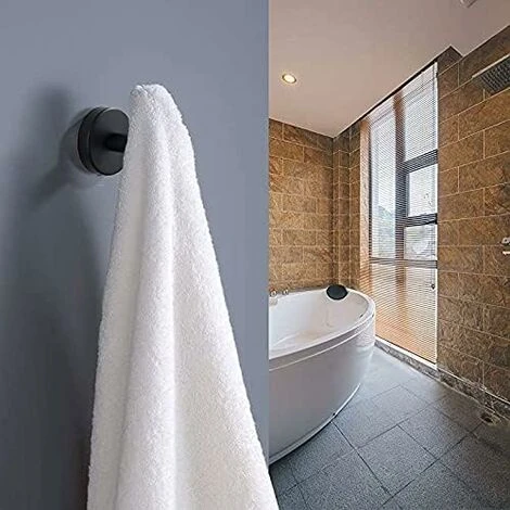 Bathroom Towel Hooks,Wall Mounted Coat Hooks,Matte Black Heavy Duty Robe Hook For Door Cabinet Closet Towel Hook Holder For Bathroom Kitchen Home Garage Hotel Office Bedroom (2pcs Matte Black) - Image 3