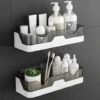 Set Of 2 Bathroom Shelves, No Drilling Bathroom Shelves, Shower Shelf, Plastic Shower Baskets Wall Mounted For Kitchen And Bathroom