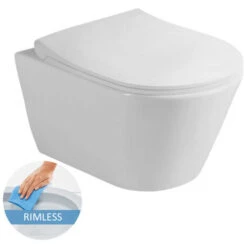 Lucco Avva Rimless Wall Hung Toilet With Soft Close Seat, White (Avvarimless)