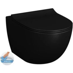 Vitra Sento SmoothFlush Rimless Toilet Bowl + Softclose Seat, Matt Black (7848-083-6147)