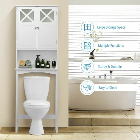 Over-The-Toilet Storage Cabinet 3-Tier Washing Machine Rack W/ Adjustable Shelf - Image 2