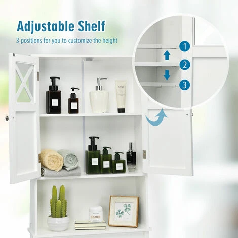 Over-The-Toilet Storage Cabinet 3-Tier Washing Machine Rack W/ Adjustable Shelf - Image 4