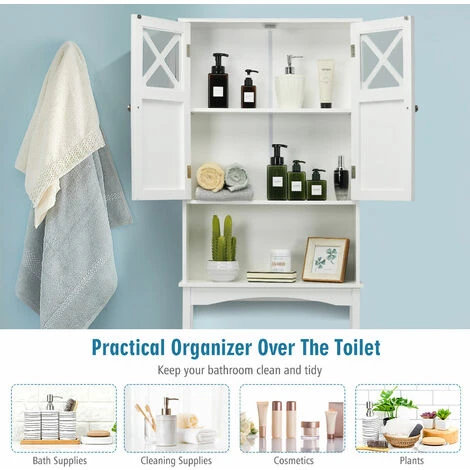 Over-The-Toilet Storage Cabinet 3-Tier Washing Machine Rack W/ Adjustable Shelf - Image 5