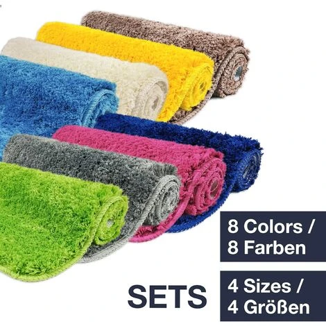 RHAFAYRE Bath Mat Set Of 3 Pieces - 3X Bath Mats (45x45 + 50x80 + 60x100cm) - Non-Slip & Washable Bath Mat - With WC Cutout - Brown - Image 2