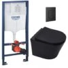 Grohe Toilet Set Rapid SL Frame + Infinitio Rimless Toilet, Matt Black + Softclose Seat + Matt Black Flush Plate