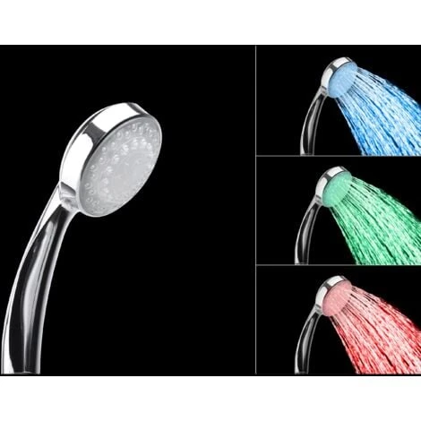 Modern Classic Shower Head Silver Synthetic LED Lights Temperature Sensor LORDAL - Image 2