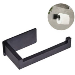 Toilet Paper Holder Stainless Steel, Half Open Bathroom Holder Wall Mount Rustfree Tissue Roll Dispenser For Washroom Kitchen-Black