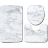 Bath Mat And Toilet Contour Set 3 Set, Marble Pattern Bathroom Set Toilet Contour Mat Covers Toilet Cover