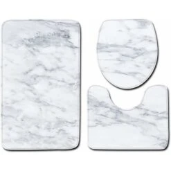 Bath Mat And Toilet Contour Set 3 Set, Marble Pattern Bathroom Set Toilet Contour Mat Covers Toilet Cover