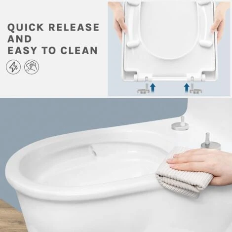 WOLTU D Shape WC Toilet Seats Soft Close Quick Release Heavy Duty Toilet Lid Cover - Image 3