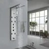 SUGUWORD Thermostatic Shower Tower Panel Temperature Screen 5 Functions,Rainfall And Waterfall Shower Head+Hand Sprayer+Massage Jets+Tub Spout,3 Handles Thermostatic Control Brushed Nickel
