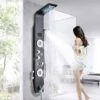 SUGUWORD Shower Panel Tower LED Shower System With 6 Functions Unique Powerful Hydromassage And Bidet Tap Shower Tower Wall Mounted Black
