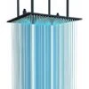 SUGUWORD LED 24 Inch Rainfall Shower Head Square Temperature Sensor 3 Colors Changing Matte Black Solid Brass Ceiling Mounted Bathroom High Pressure Luxury Rainfall Shower Head Full Body Coverage