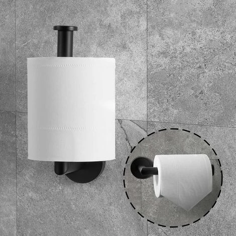 Black Toilet Paper Holder, Bathroom Wall Mounted Toilet Roll Holder, SUS 304 Stainless Steel, WC Toilet Roll Holder (Matte Black) - Image 4