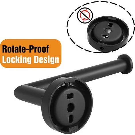 Black Toilet Paper Holder, Bathroom Wall Mounted Toilet Roll Holder, SUS 304 Stainless Steel, WC Toilet Roll Holder (Matte Black) - Image 5