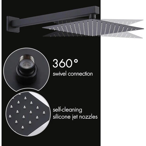 Black Shower Set 3-Function Concealed Shower System For Bathroom Wall Mounted 8-Inch Shower Head With Handheld Including Rough-in Valve Body And Trim Kit Square - Image 2