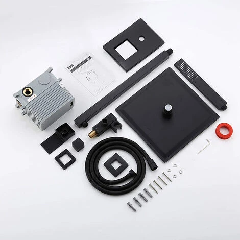 Black Shower Set 3-Function Concealed Shower System For Bathroom Wall Mounted 8-Inch Shower Head With Handheld Including Rough-in Valve Body And Trim Kit Square - Image 4