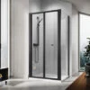 ELEGANT 700 X 800mm Bi-Fold Shower Enclosure Matt Black Frame Folding Glass Cubicle Door + Side Panel