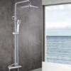 Sky Thermostatic Mixer Shower Set COOL TOUCH Thermostatic Valve Square Silver