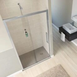 Lakes Coastline Bay Sandown 1200mm Sliding Door Shower Door Cubicle Enclosure, 800mm-No Tray