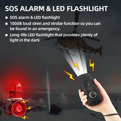 Portable Solar Radio Dynamo Radio Solar Radio With SOS Alarm For Emergencies Small Radio Waterproof IPX3 Radio AM/FM Crank Radio Flashlight 2000mAh Battery - Image 2