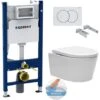 Geberit Toilet Set Support Frame 112cm + Swiss Aqua Technologies Rimless Toilet + White Flush Plate + Insulation Set