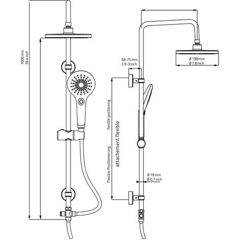 Rainshower Set With Massaging Showerhead Bahamas Chrome 91440 RIDDER - Image 3