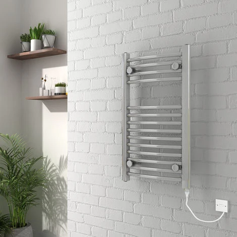 WarmeHaus Vienna Curved Electric Heated Towel Rail 150W - 700x400mm - Chrome - Image 3