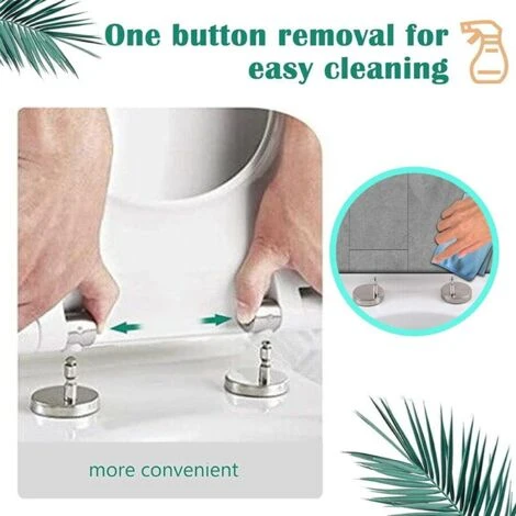 Square Toilet Seat, Heavy Duty Soft Close Toilet Seat With Quick Release, Top Fix 360 Stainless Adjustable Hinges, Easy To Clean, UF Material Anti-Bacterial Toilet Seats White Modern Toilet Lid - Image 3