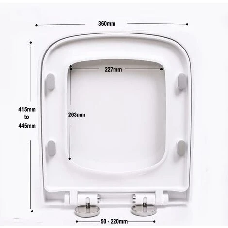 Square Toilet Seat, Heavy Duty Soft Close Toilet Seat With Quick Release, Top Fix 360 Stainless Adjustable Hinges, Easy To Clean, UF Material Anti-Bacterial Toilet Seats White Modern Toilet Lid - Image 4