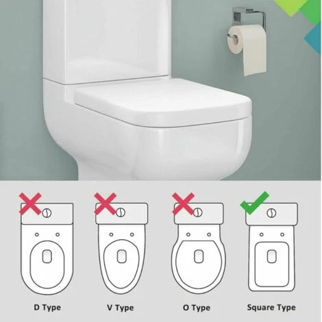 Square Toilet Seat, Heavy Duty Soft Close Toilet Seat With Quick Release, Top Fix 360 Stainless Adjustable Hinges, Easy To Clean, UF Material Anti-Bacterial Toilet Seats White Modern Toilet Lid - Image 5