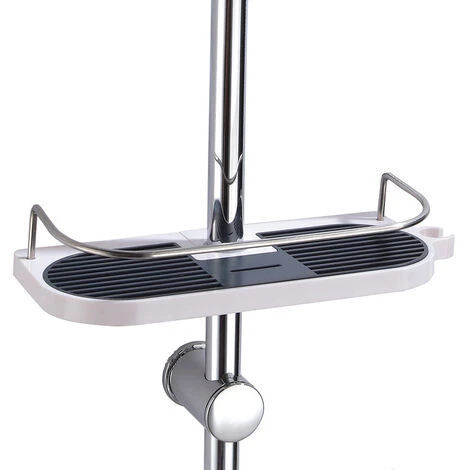Telescopic Shower Shelf, Aluminum Alloy Adjustable Pole Shower Shelf With 2 Hooks - Image 2
