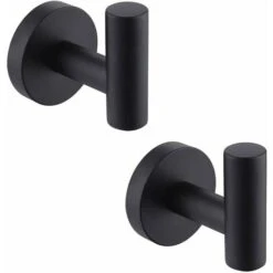 Wall Mounted Towel Hook Bathroom Robe Hooks Matte Black SUS304 Stainless Steel Coat Rack Rack Towel Rack Storage 2 Pieces