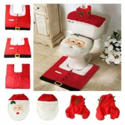 Pcs/Set Christmas Pad Christmas Household Textiles Toilet Rug Carpet Pad Set - Santa Claus Model