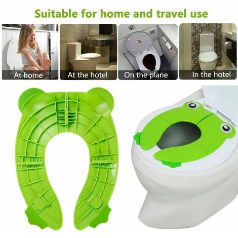 Kids Toilet Trainer Foldable Toilet Seat For On The Go Portable Travel Toilet Seat With Storage Bag And Toilet Seat Covers (Green) - Image 2