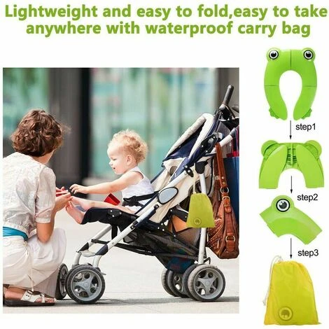 Kids Toilet Trainer Foldable Toilet Seat For On The Go Portable Travel Toilet Seat With Storage Bag And Toilet Seat Covers (Green) - Image 3