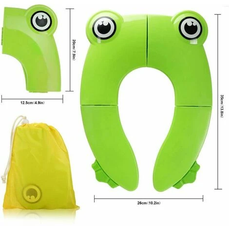 Kids Toilet Trainer Foldable Toilet Seat For On The Go Portable Travel Toilet Seat With Storage Bag And Toilet Seat Covers (Green) - Image 5