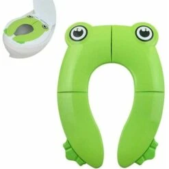 Foldable Children's Toilet Seat Reducer Travel Toilet For Baby Comfort PP With Equipment 4 Silicone Non-Slip Pads And 1 Bag - Green