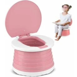 One Piece Infant Potty Potty Baby Child Potty Portable Foldable Potty Kids Travel Toilet Learning Cleaning Kids Boys Girls Car Potty Indoor Outdoor Park Camping (Pink)