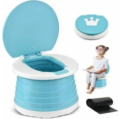 One Piece Infant Potty Potty Baby Child Potty Portable Foldable Potty Kids Travel Toilet Learning Cleaning Kids Boys Girls Car Potty Indoor Outdoor Park Camping (Green)