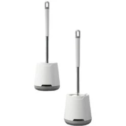 Toilet Brush, Silicone Toilet Brush, EWEIMA Quick Dry Antibacterial Silicone Toilet Brush, Long Handle Toilet Brush, Wall/Floor Mount, Gray