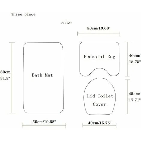 LITZEE Toilet Contour Mat Set Of 3 Soft Microfiber Bathroom Rugs Non-Slip PVC Flannel Studded Backing Bath Mat + Toilet Contour Mat + Lid Cover - Yellow - Image 5