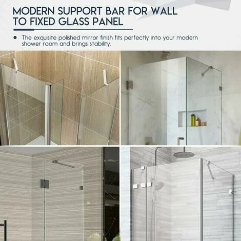 40cm Stainless Steel Frameless Shower Door Panel Fixed Wall-to-glass Support Bar For 8mm 10mm Thick Glass, - Image 2