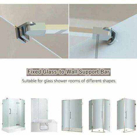 40cm Stainless Steel Frameless Shower Door Panel Fixed Wall-to-glass Support Bar For 8mm 10mm Thick Glass, - Image 5
