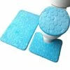 Bath Mat And Toilet Contour Set 3 Set Non-Slip Bathroom Toilet Cover (Blue)