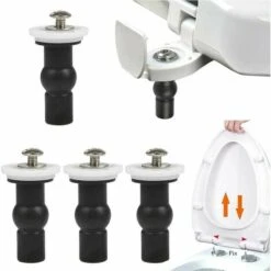 Toilet Seat Toilet Seat Hinge Fixings, 4 Rubber Expansion Bolts, Stainless Steel Toilet Fixing Screws, Replacement Fixing Bezel Fits All Toilets(14mm)